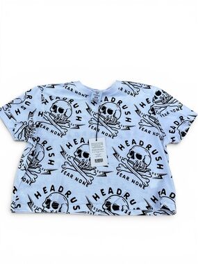 Headrush crop tee NWT White & Black Skull Graphic